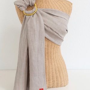 Sakura Bloom 67” Ring Sling - Flax, silver ring